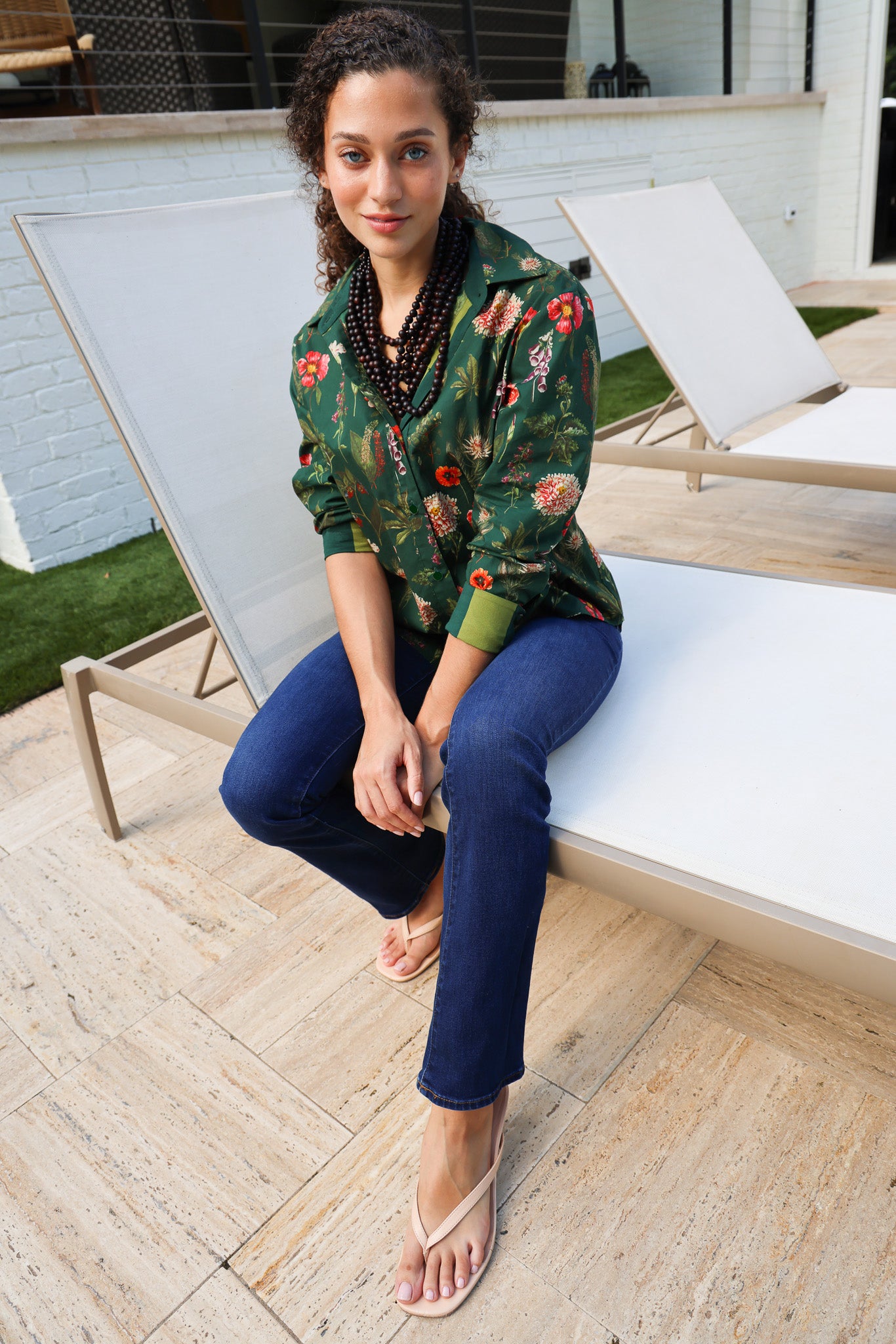 Lydia Button Down in Palm