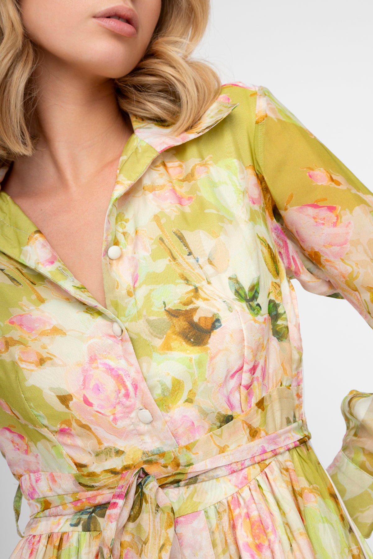 green floral dress