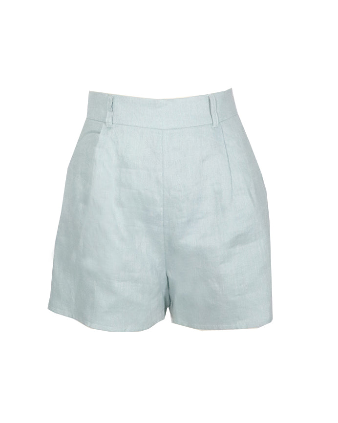 Womens Linen Shorts in Light Blue | FLORA by Alexandria M Womens Linen Shorts in Light Blue | FLORA by Alexandria M