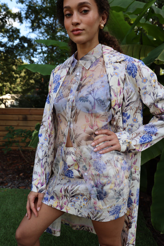 Claudia Linen Jacket in Periwinkle