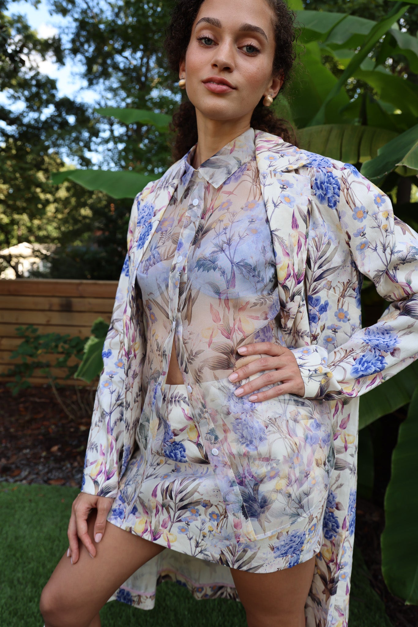 Floral Print Chiffon Outfit