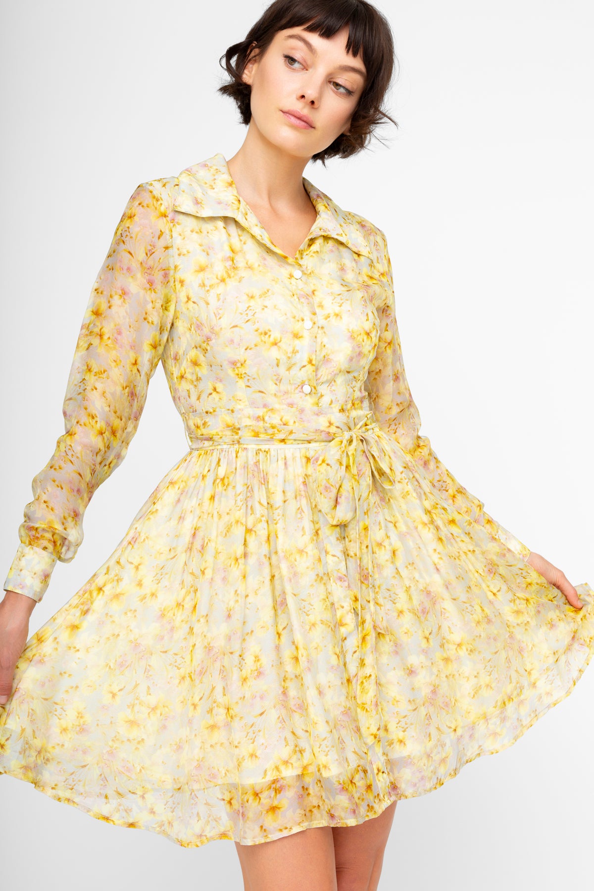 Yellow Floral Dress in Sazan Print