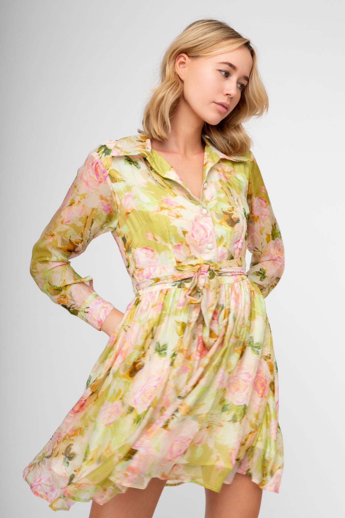 Zelly Floral Dress White / Pink Green Yellow Floral